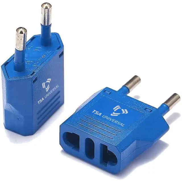 Main image of United States to Bulgaria Travel Power Adapter to Connect North American Electrical Plugs to Bulgarian Outlets for Cell Phones, Tablets, eReaders, and More (2-Pack, Blue)