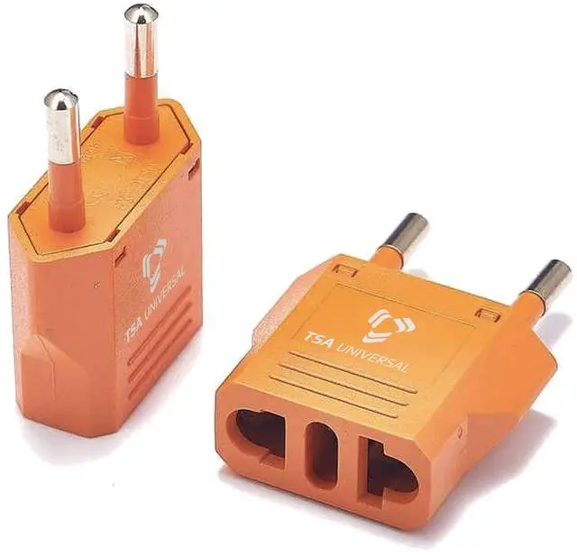 Main image of United States to Bulgaria Travel Power Adapter to Connect North American Electrical Plugs to Bulgarian Outlets for Cell Phones, Tablets, eReaders, and More (2-Pack, Orange)
