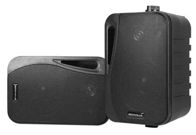 Main image of HP4S BK Black 4" Outdoor/Indoor Home Theater Speakers, Pair | IPX44, Swivel Bracket, 360W Peak / 120W RMS, Waterproof, ABS Construction, Stainless Steel Grill, Rubber Surrounds, 4 Ohm