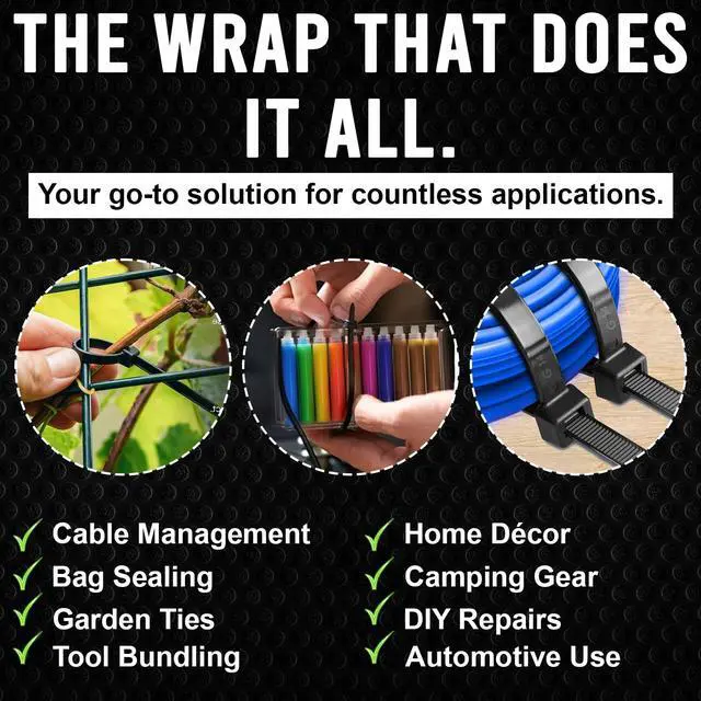 Alt view image 6 of 7 - ESC Group -100PCS Releasable Cable Ties Heavy-Duty, Adjustable & Reusable Zip Ties for Home, Office, or Outdoor Use 8 Inch Premium Nylon Cable Ties-Black
