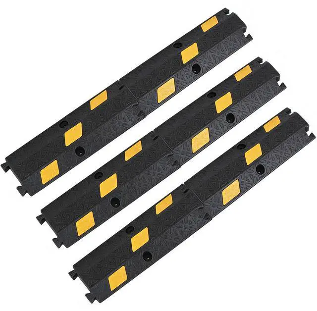 Main image of 6 Pack 17" Cable Protector Cover Ramps, 1-Channel Floor Protective Wire Cord Ramp, Heavy Duty Driveway Speed Bump