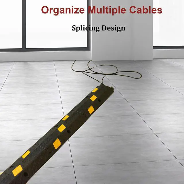 Alt view image 5 of 7 - 6 Pack 17" Cable Protector Cover Ramps, 1-Channel Floor Protective Wire Cord Ramp, Heavy Duty Driveway Speed Bump