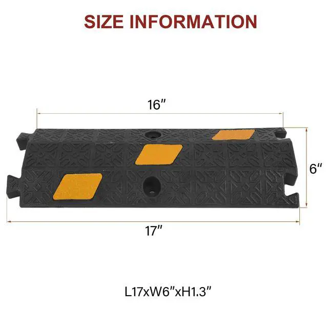 Alt view image 7 of 7 - 6 Pack 17" Cable Protector Cover Ramps, 1-Channel Floor Protective Wire Cord Ramp, Heavy Duty Driveway Speed Bump