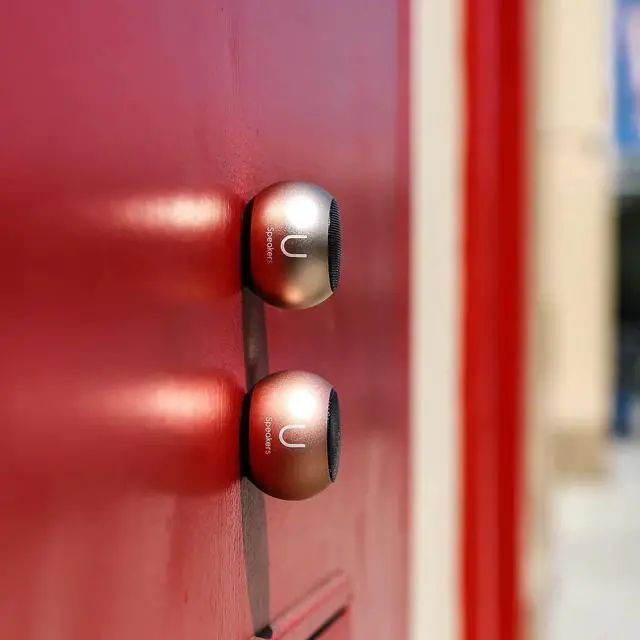 Alt view image 6 of 6 - U Speakers Mini Portable Wireless Bluetooth Speaker with Magnetic Base, Mic & Selfie Remote Control Active Lifestyle Travel Home Office Bundle with Coordinating Speaker, Pairing