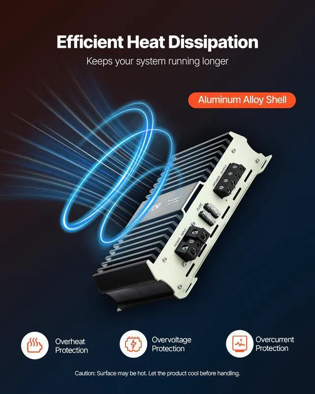 Alt view image 6 of 7 - Monoblock Car Amplifier, 400W RMS MAX, 1/2/4 Ohm Stable, 1-Channel Class D Car Audio Amplifier with Remote Subwoofer Level Control, Low Pass Filter, Bass Boost & Phase Shift, Volume Controller