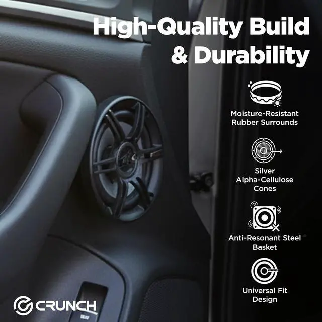 Alt view image 3 of 7 - 6.5 Inch 3 Way Full Range Car Audio Speakers, 300 Watt Max, 2 Pair | 4 Speaker Set with 1-Inch Tweeters and Spade Terminal Connectors for Car and Truck Stereo Sound Systems