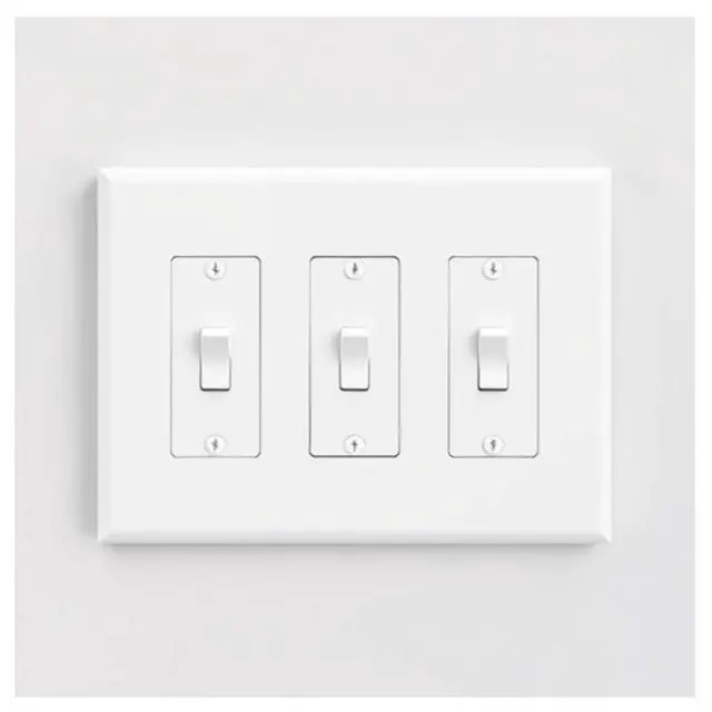 Alt view image 2 of 4 - 10 Pack 3-Gang Wall Plate Cover, Triple Gang Rectangular Frame for Switches, Outlets or Low Voltage Inserts, White