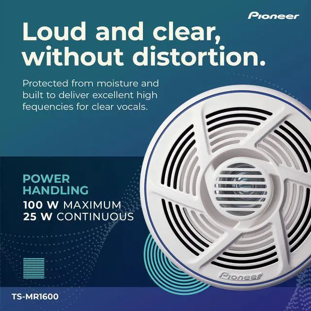 Alt view image 4 of 5 - TS-MR1600 6.5" Marine Speakers for Boats 100W Max | Coaxial, Water Resistant, UV Protected Boat Speakers for Outdoor, Marine, All Purpose