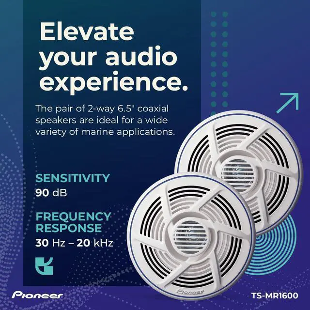 Alt view image 5 of 5 - TS-MR1600 6.5" Marine Speakers for Boats 100W Max | Coaxial, Water Resistant, UV Protected Boat Speakers for Outdoor, Marine, All Purpose