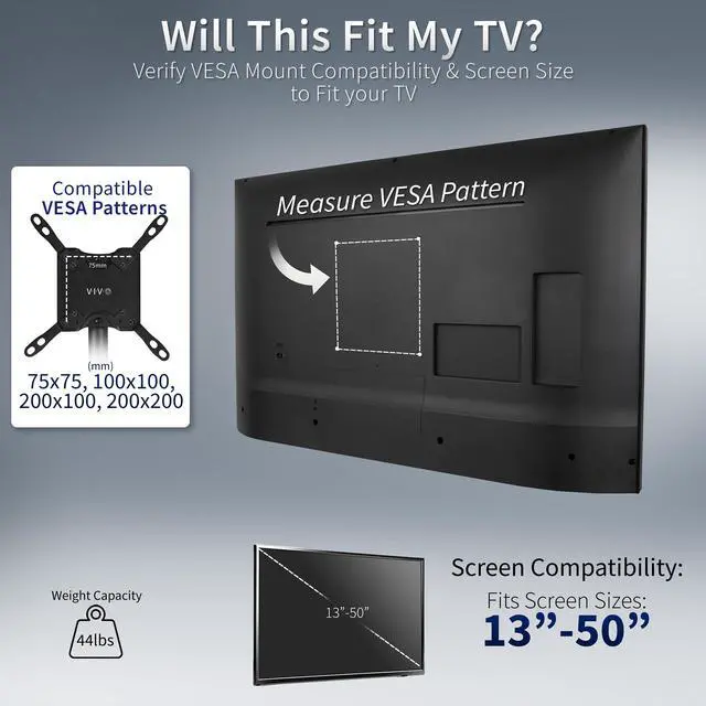 Alt view image 4 of 7 - TV Floor Stand for 13 to 50 inch Screens up to 44 lbs, LCD LED OLED 4K Smart Flat, Curved Monitor Panels, Max VESA 200x200, Extra Tall Pole for Treadmills and Ellipticals, Black, STAND-TV17