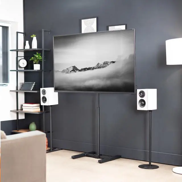 Alt view image 2 of 7 - Black TV Floor Stand for 13 to 65 inch Screens, STAND-TV08 | Adjustable TV Stand for LCD LED OLED 4K Smart Flat and Curved Monitor Panels, Max VESA 400x400, Holds 44 lbs