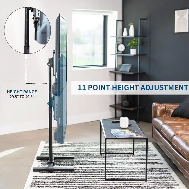 Alt view image 3 of 7 - Black TV Floor Stand for 13 to 65 inch Screens, STAND-TV08 | Adjustable TV Stand for LCD LED OLED 4K Smart Flat and Curved Monitor Panels, Max VESA 400x400, Holds 44 lbs