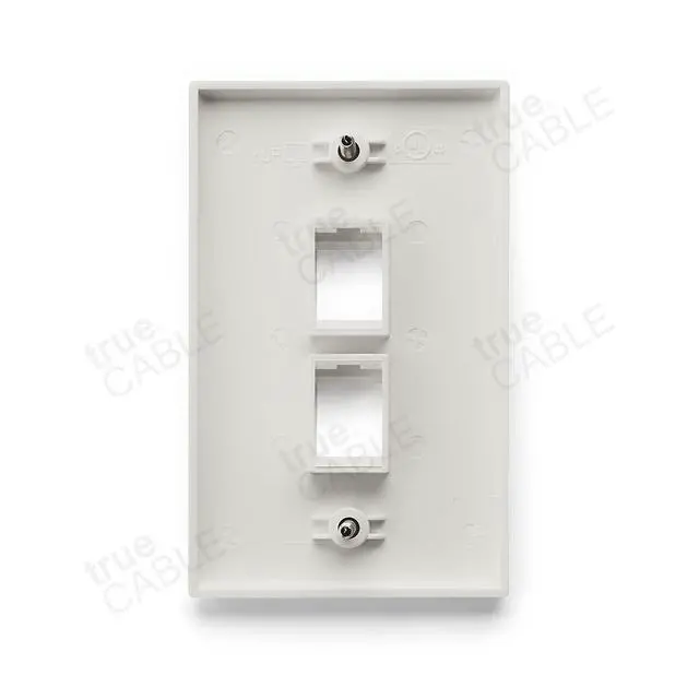 Alt view image 2 of 7 - trueCABLE 2 Port Single Gang Keystone Wall Plate, UL Listed, Low Profile Design, Universally Compatible with Modular Ethernet, A/V, Coaxial, and Optical Fiber Keystones, 10 Pack, Matte White