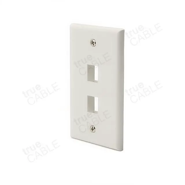 Alt view image 3 of 7 - trueCABLE 2 Port Single Gang Keystone Wall Plate, UL Listed, Low Profile Design, Universally Compatible with Modular Ethernet, A/V, Coaxial, and Optical Fiber Keystones, 10 Pack, Matte White