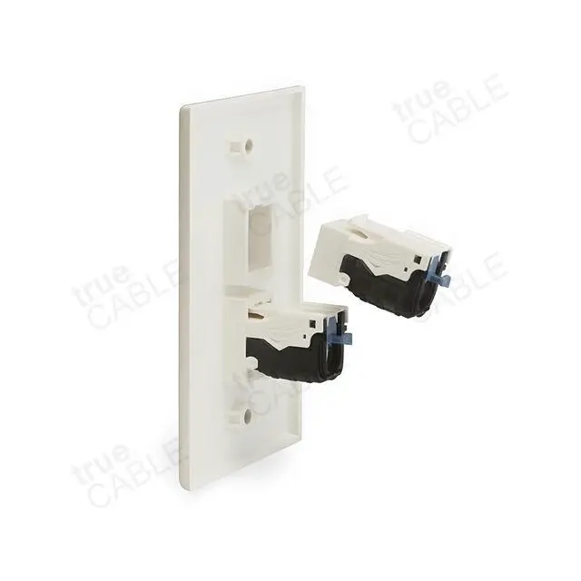 Alt view image 5 of 7 - trueCABLE 2 Port Single Gang Keystone Wall Plate, UL Listed, Low Profile Design, Universally Compatible with Modular Ethernet, A/V, Coaxial, and Optical Fiber Keystones, 10 Pack, Matte White