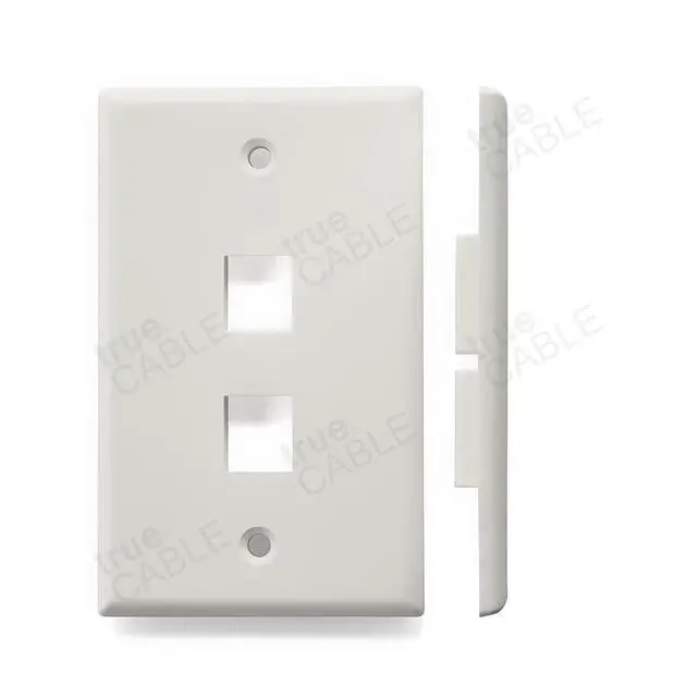 Alt view image 7 of 7 - trueCABLE 2 Port Single Gang Keystone Wall Plate, UL Listed, Low Profile Design, Universally Compatible with Modular Ethernet, A/V, Coaxial, and Optical Fiber Keystones, 10 Pack, Matte White