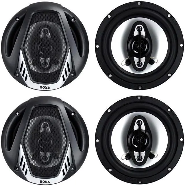 Main image of 6.5" Full Range Car Audio Coaxial Speaker, 2 Pairs | 400 Watt 4 Way 4 Ohm Car Stereo Audio Accessory Set with Mylar Dome Tweeters