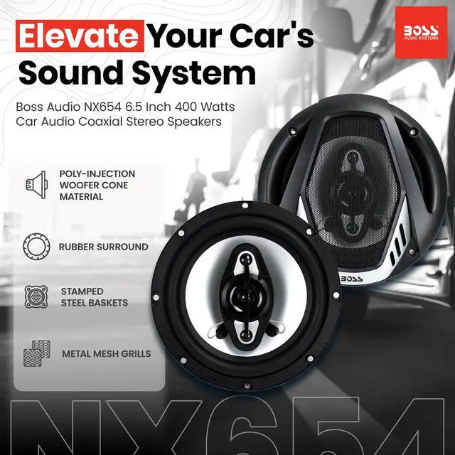 Alt view image 3 of 7 - 6.5" Full Range Car Audio Coaxial Speaker, 2 Pairs | 400 Watt 4 Way 4 Ohm Car Stereo Audio Accessory Set with Mylar Dome Tweeters
