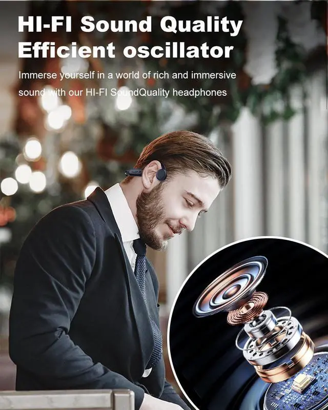 Alt view image 5 of 6 - Bone Conduction Headphones with Built-in MP3 32GB Sports Headset, IP68 Waterproof, Bluetooth 5.3 Open-Ear Earphones for Swimming, Running, Cycling & Driving, Mic Included