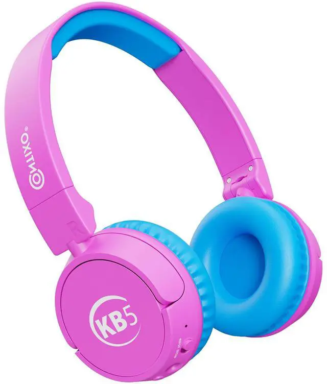Main image of KB-5 Kids Headphones - Over The Ear Foldable Bluetooth Wireless Headphone for Kids - 85dB with Volume Limited - Toddler Headphones for Boys and Girls (Pink + Blue)