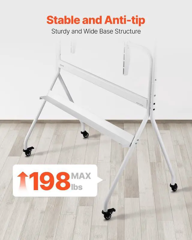 Alt view image 4 of 7 - Rolling TV Stand, Mobile TV Cart for 35-100 Inch LED/LCD/OLED Flat/Curved TVs, Portable Monitor Stand with Wheels Hold up to 198 lbs for Living Room, Bedroom, Office, Outdoor, Max VESA 800x600mm
