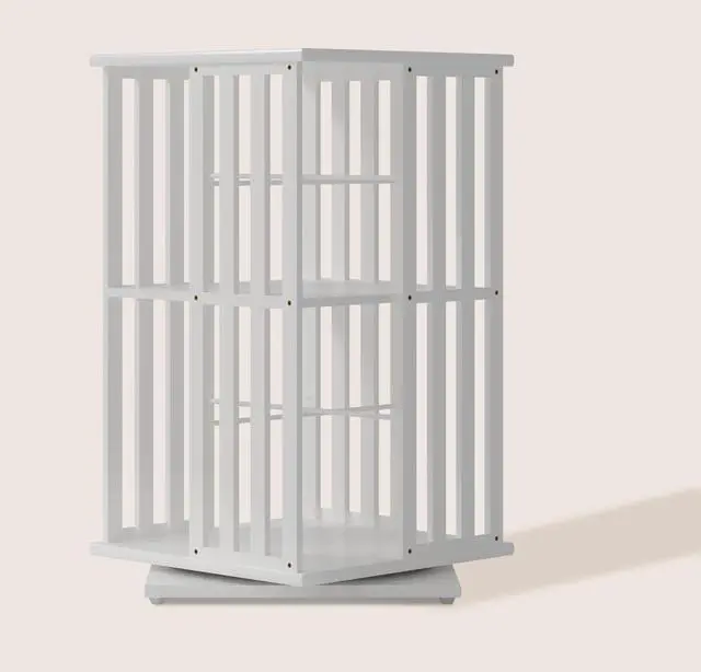 Main image of 360° Rotating Bamboo CD/DVD Shelf - 6-Tier Space-Saving Media Storage Cabinet for Movies, Organizer with Super Compact Design (White, 2 Tier)