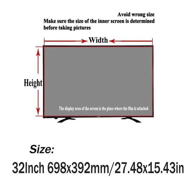 Alt view image 2 of 7 - 32 Inch TV Anti-Reflective Screen Protector, Frosted Matte Anti Glare Outdoor/Indoor Anti Blue Light Dustproof Filter Film for LCD, LED, OLED & QLED 4K HDTV,32"(698x392mm)