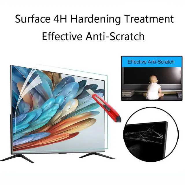 Alt view image 4 of 7 - 32 Inch TV Anti-Reflective Screen Protector, Frosted Matte Anti Glare Outdoor/Indoor Anti Blue Light Dustproof Filter Film for LCD, LED, OLED & QLED 4K HDTV,32"(698x392mm)