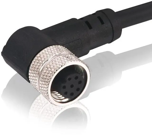 Alt view image 2 of 6 - M12 Female 8 Pin Right Angle Aviation Link Cable 6.5Ft/2M | For industrial automation control, fieldbus module, device network