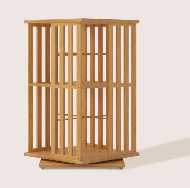 Main image of 360° Rotating Bamboo CD/DVD Shelf - 6-Tier Space-Saving Media Storage Cabinet for Movies, Organizer with Super Compact Design (Nature, 2 Tier)