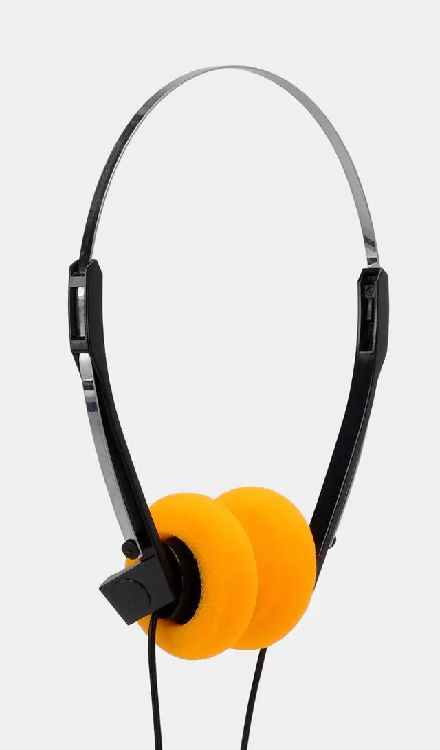 Main image of Retro Foam On-Ear Headphones On-Ear Wired Headphones with Foam Earpads 3.5mm Jack for Cassette Players, Walkmans, Boomboxes & More Vintage-Style (Orange)