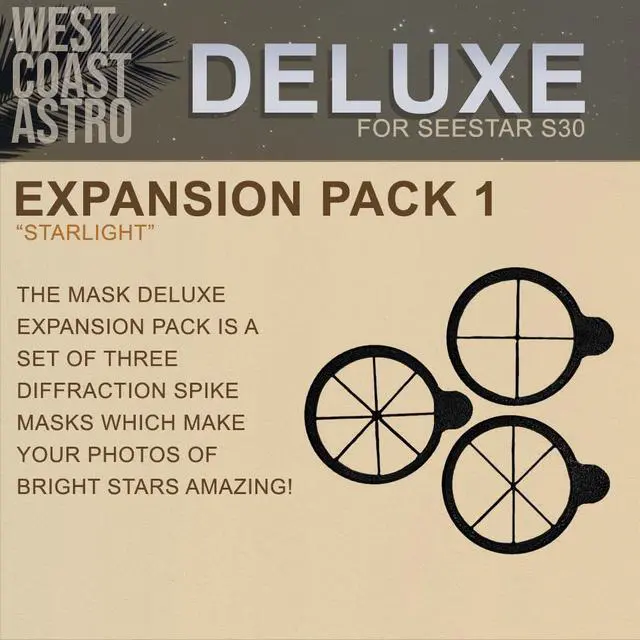 Alt view image 2 of 6 - ZWO Seestar S30/S30 Pro - Deluxe Expansion Pack 1 (Diffraction Spike Masks)