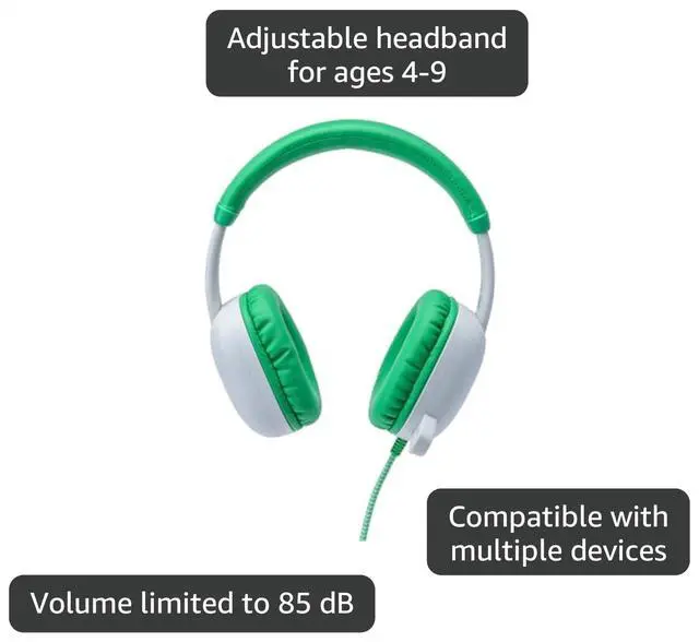 Alt view image 3 of 7 - AP-400 WonderEars Classroom Headphone with Microphone, USBC, Green
