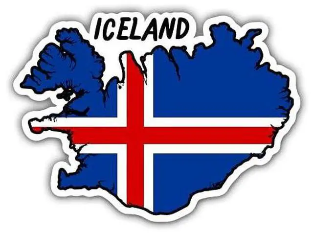 Main image of Iceland Map with Flag - Vinyl Sticker - Large Size - 12 in
