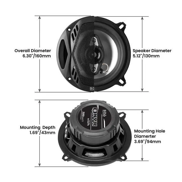 Alt view image 4 of 5 - NX524 Onyx Series 5.25 Inch Car Door Speakers - 300 Watts (per Pair), Coaxial, 4 Way, Full Range, 4 Ohms, Sold in Pairs, Bocinas para Carro