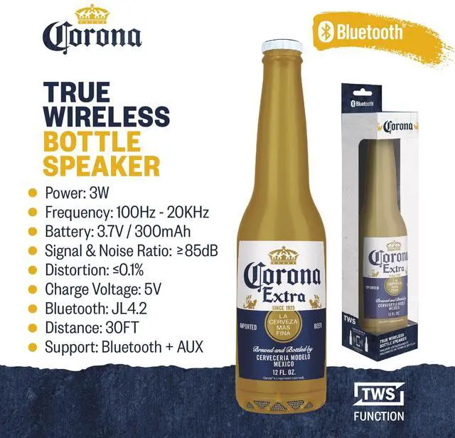 Alt view image 2 of 7 - Beer Bottle Bluetooth Speaker Portable Wireless Stereo 30FT Range Sound System with Bluetooth + AUX Support, 3 Hour Playtime, Travel-Friendly Audio for Outdoor & Indoor Activities