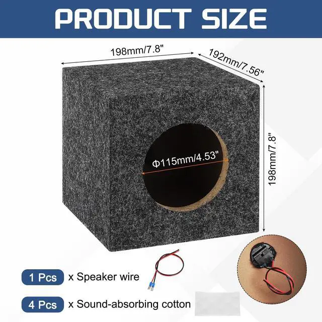 Alt view image 2 of 7 - 5 Inch Ported Wooden Speaker Enclosure, Gray Single Vented Subwoofer Boxes Car Audio Truck Speaker Box for DIY Home Vehicle Audio Custom Sound Supplies