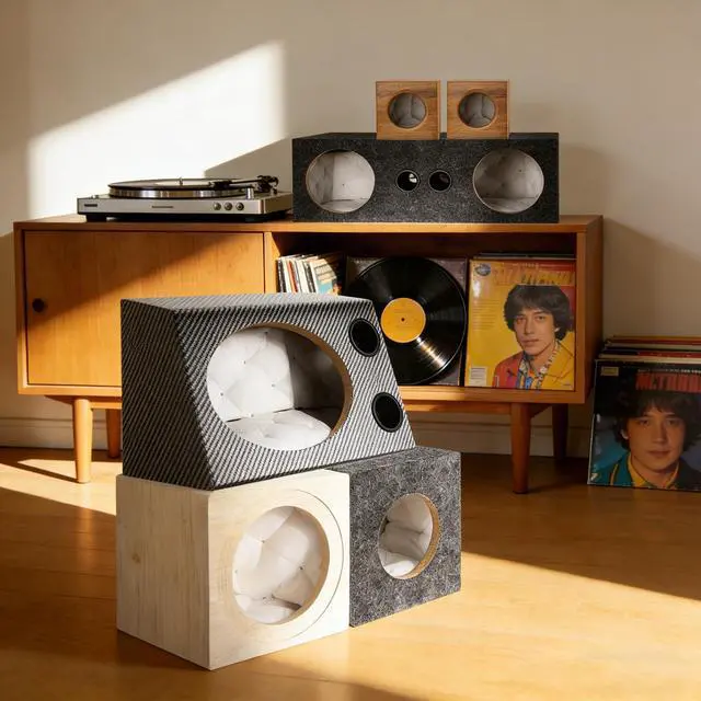 Alt view image 5 of 7 - 5 Inch Ported Wooden Speaker Enclosure, Gray Single Vented Subwoofer Boxes Car Audio Truck Speaker Box for DIY Home Vehicle Audio Custom Sound Supplies