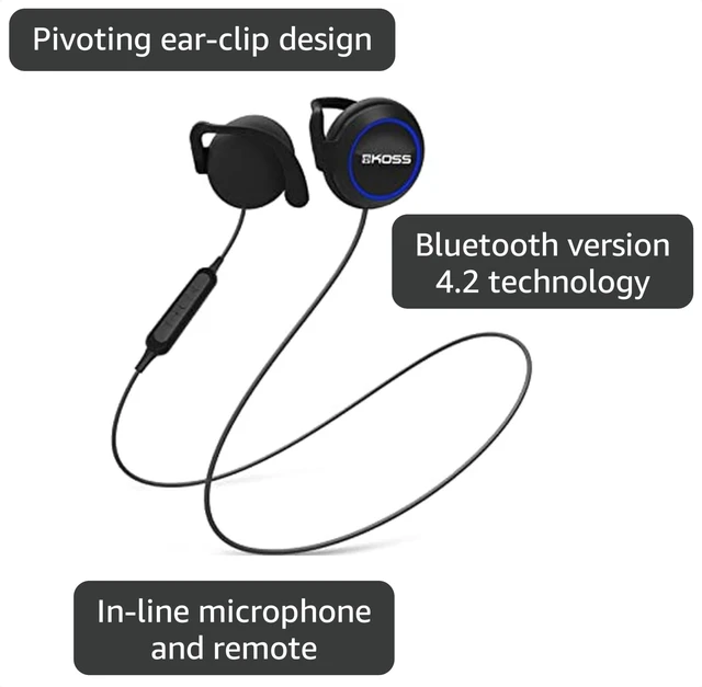 Alt view image 3 of 7 - BT221i Wireless Bluetooth Ear-Clips, Grey, 18 Hour Battery, Microphone USB-C Charging, In-Line Microphone with Volume and Audio Remote, Sweat Resistant