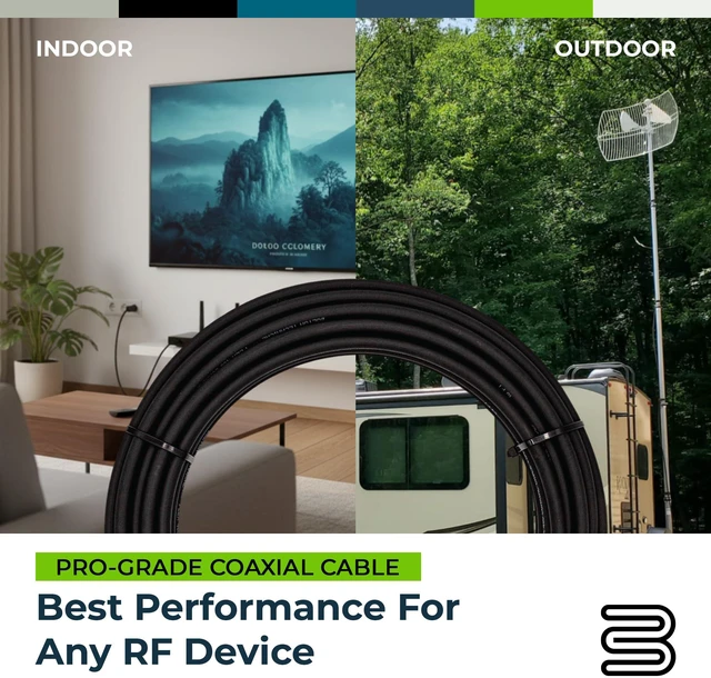 Alt view image 5 of 7 - Bolton400 Coaxial Cable 60ft Black, N Male to N Male - LMR®400 Equivalent Heavy-Duty Ultra-Low-Loss 50-Ohm Design for Signal Boosters, Antennas and Networking Equipment in Residential & Commercial