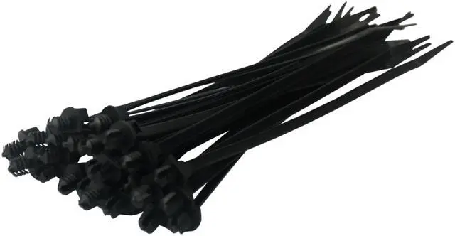 Main image of Pro Tie Fir Tree Push Mount Nylon Cable Ties for Indoor and Outdoor Use |8-Inch, 50 lbs. Tensile Strength, UV Black Nylon, 25-Pack (PN: B8FTPM25)
