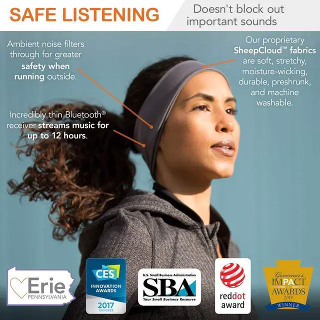 Alt view image 4 of 6 - New AcousticSheep Wireless | Bluetooth Headphones for Running, Exercise & More | Flat Speakers | Rechargeable Battery Lasts Up to 12 Hours (Medium, Royal Blue)