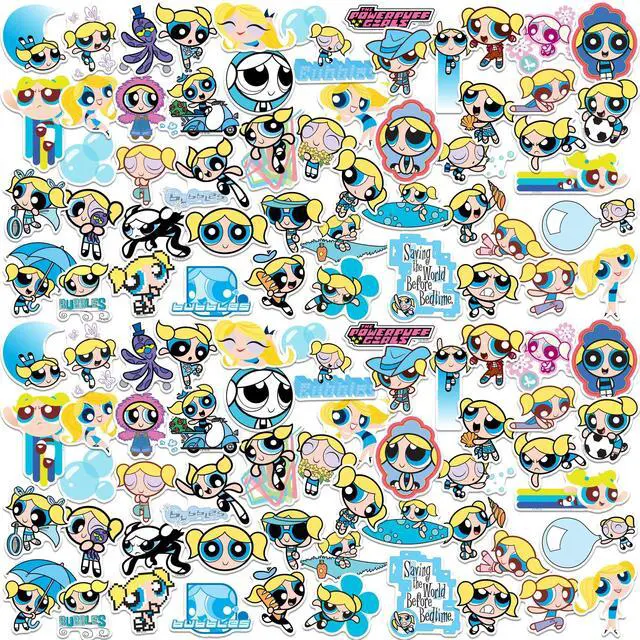 Main image of Powerpuff Girls 150ct Vinyl L Deluxe Stickers, Skateboard, Indoor/Outdoor
