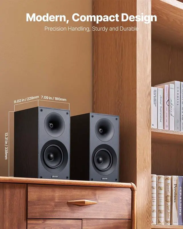 Alt view image 5 of 7 - Passive Bookshelf Speaker, 300W, Book Shelf Stereo Speakers with 5.25-Inch Woofer and 1-Inch Tweeter, Detachable Grille, 65Hz-20KHz Frequency Response, Wooden Enclosure,for Home Theater (1 Pair)