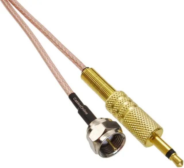 Alt view image 3 of 4 - F-Type Male to 3.5mm (1/8") TS Male 50-Ohm RG316 Coax Low Loss Jumper Cable (10-feet)