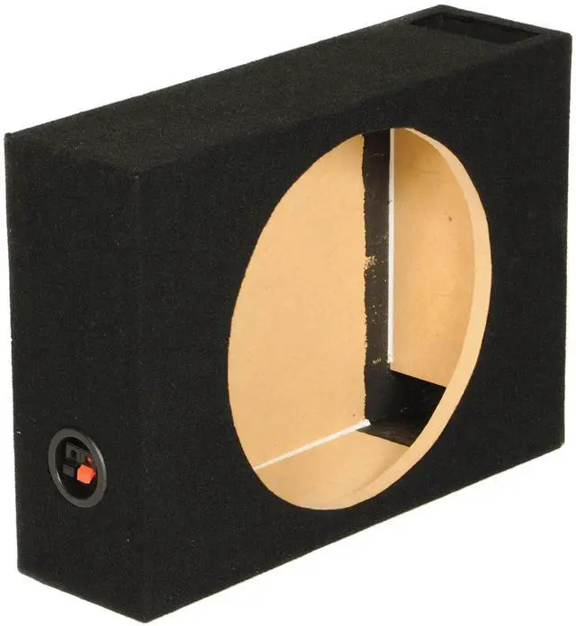Main image of QPower Single 12-Inch Vented Shallow Subwoofer Box Audio Box Enclosure with Black Carpet Exterior Solid 5/8-Inch MDF Construction