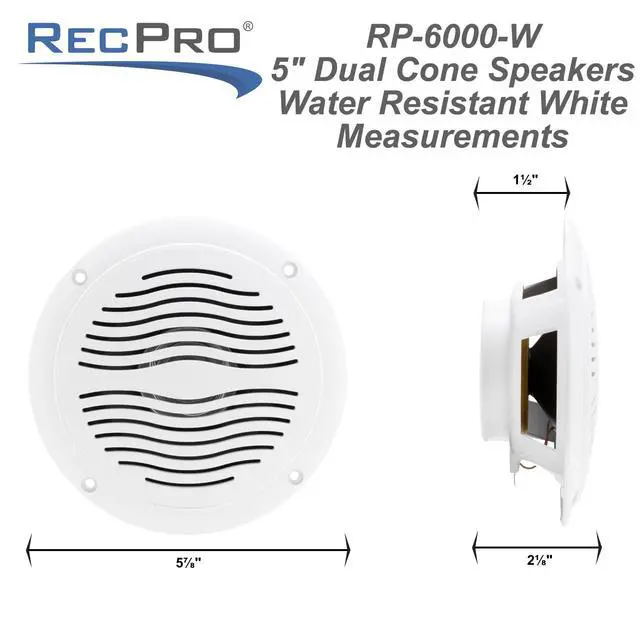 Alt view image 4 of 7 - RV Outdoor 5" Dual Cone Speakers | White | Weather Resistant