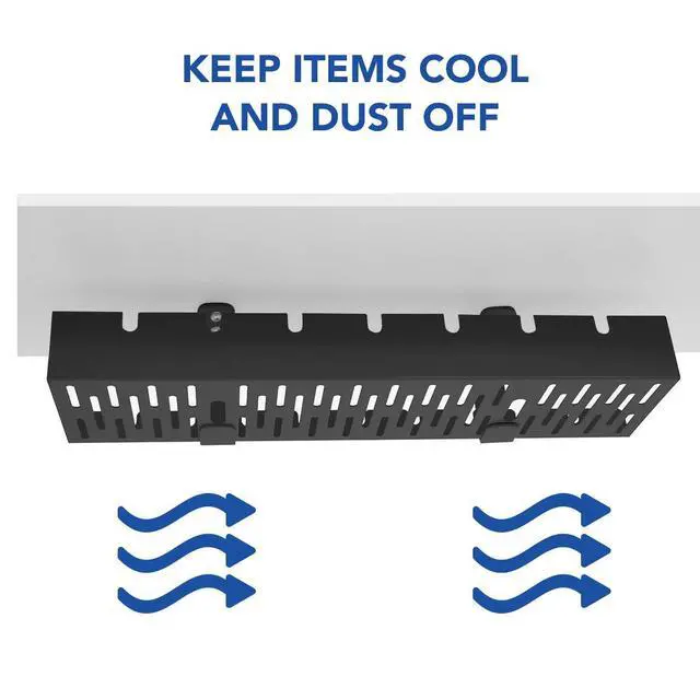 Alt view image 2 of 7 - Under Desk Cable Management Tray, Metal Raceway Wires Cable Tidy Organizer, Office and Home Cable Tray Use for Standing Desk (Black)