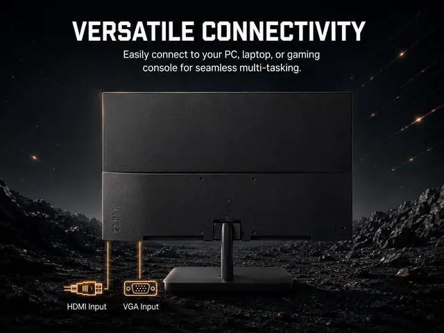 Alt view image 7 of 7 - 22 Inch Gaming Monitor, FHD 1080P 120Hz VA Panel, 1ms MPRT, FreeSync/G-Sync Compatible, HDMI VGA Audio-in, Eye Care, Ultra-Slim Flat Screen for Gaming & Office