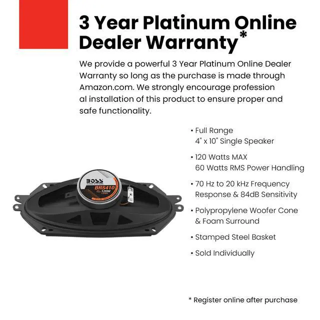 Alt view image 2 of 6 - BRS410 4 x 10 120 Watt Car Speaker, Sold Individually